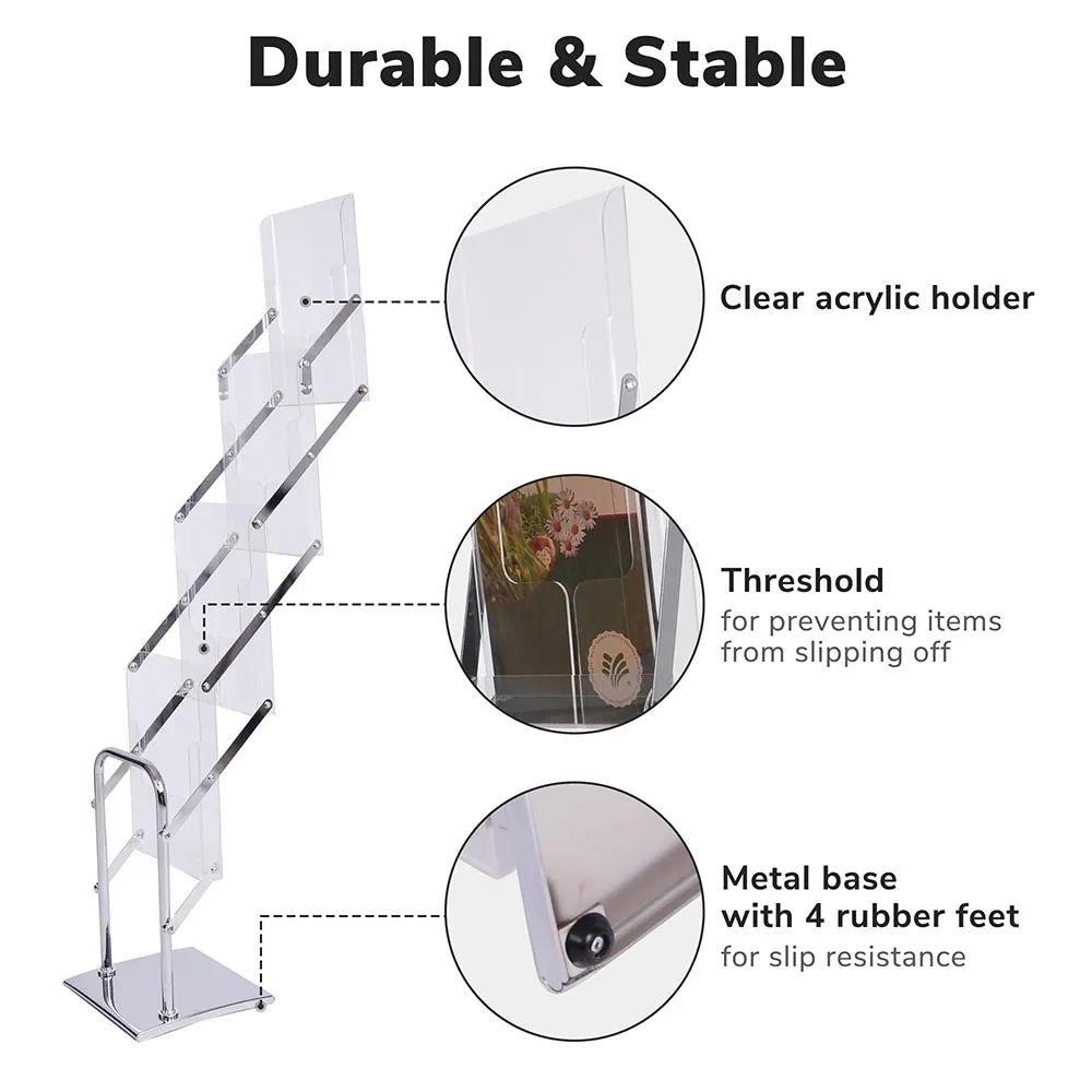 Yescom Collapsible Literature Stand Brochure Rack 4 Pocket w/ Bag