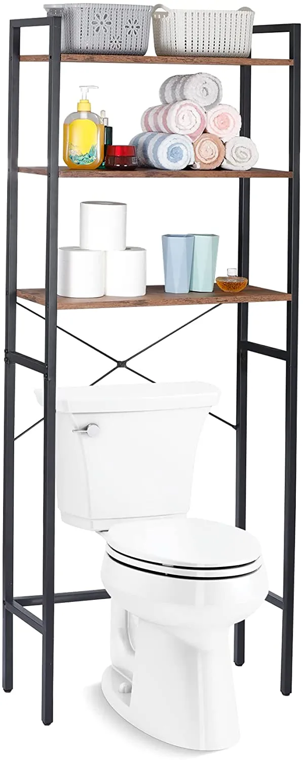 ZENY™ 3 Tiers Over The Toilet Bathroom Storage Shelf, Freestanding Wooden Bathroom Organizer Rack with Shelves