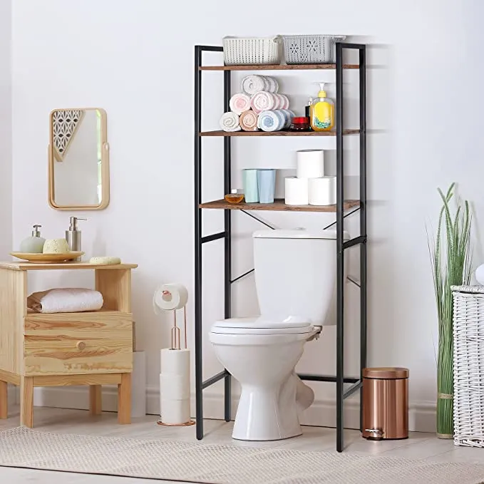 ZENY™ 3 Tiers Over The Toilet Bathroom Storage Shelf, Freestanding Wooden Bathroom Organizer Rack with Shelves