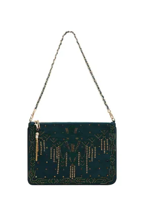 ZIP TOP CLUTCH CROSS BODY LUXE EMERALD